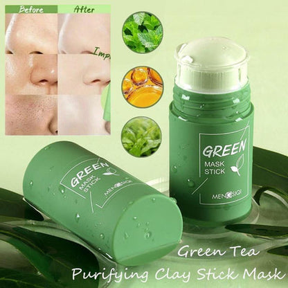 Belro Green Tea Clay Deep Cleanse Mask Stick for face, featuring a sleek green mask stick with natural ingredients.