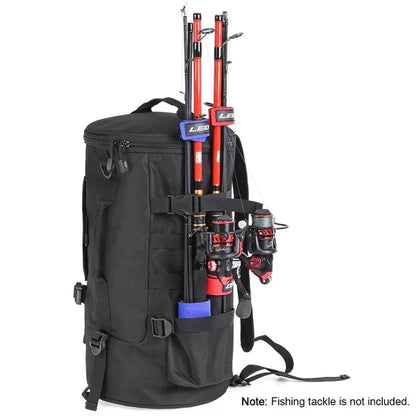 Belro fishing tackle backpack with rod holders, organized tackle box and durable bag for fishing gear storage.