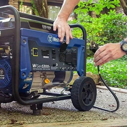 Casavibeo Westinghouse 6600W portable generator with 30A transfer switch and RV outlets, ideal for home backup power.