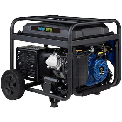 Westinghouse WGen5300DFcv 5300-Watt dual-fuel portable generator with RV outlet and CO sensor, suitable for outdoor use.