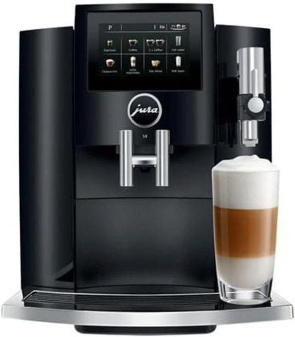 Casavibeo Jura S8 automatic coffee machine with sleek design, digital display, and coffee spouts for premium espresso brewing.