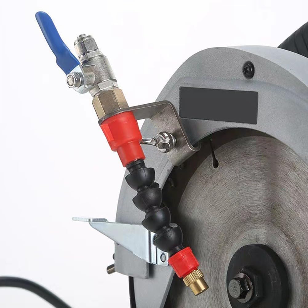 Mivoza Cutting Machine Water Spray for dust control, cooling, and grinder compatibility, with adjustable spray nozzle and hose connection.