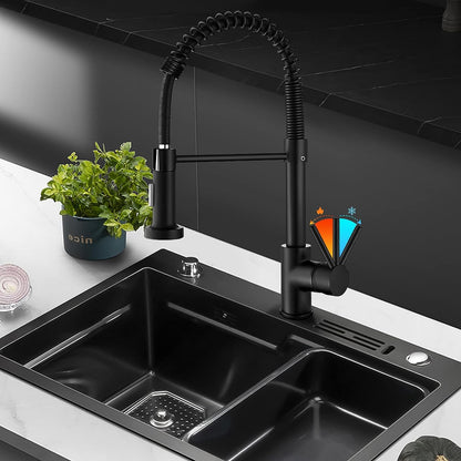 Belro single-hole kitchen faucet with pull-down sprayer, chrome finish, modern design for easy kitchen sink use