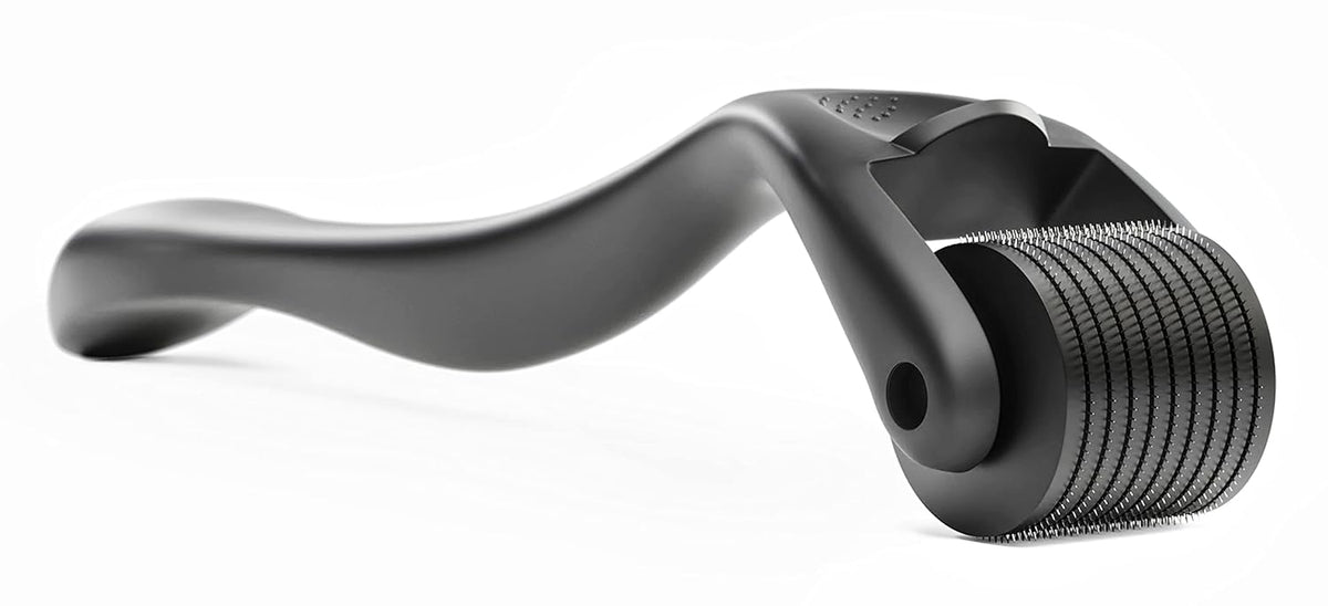 Belro beard hair growth roller for skin care, featuring a handheld roller with fine metal needles for stimulating beard hair growth.