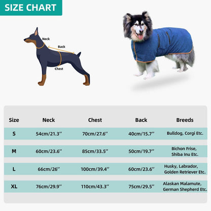 Belro dog bath robe, cozy pet sleepwear made of soft fabric, with a hood and waist tie for comfortable post-bath warmth.