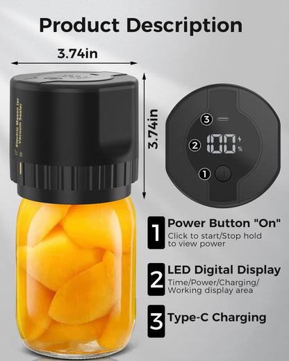 Belro Mason Jar Electric Vacuum Sealer Kit for home canning and food preservation, featuring a compact design and sealing accessories.