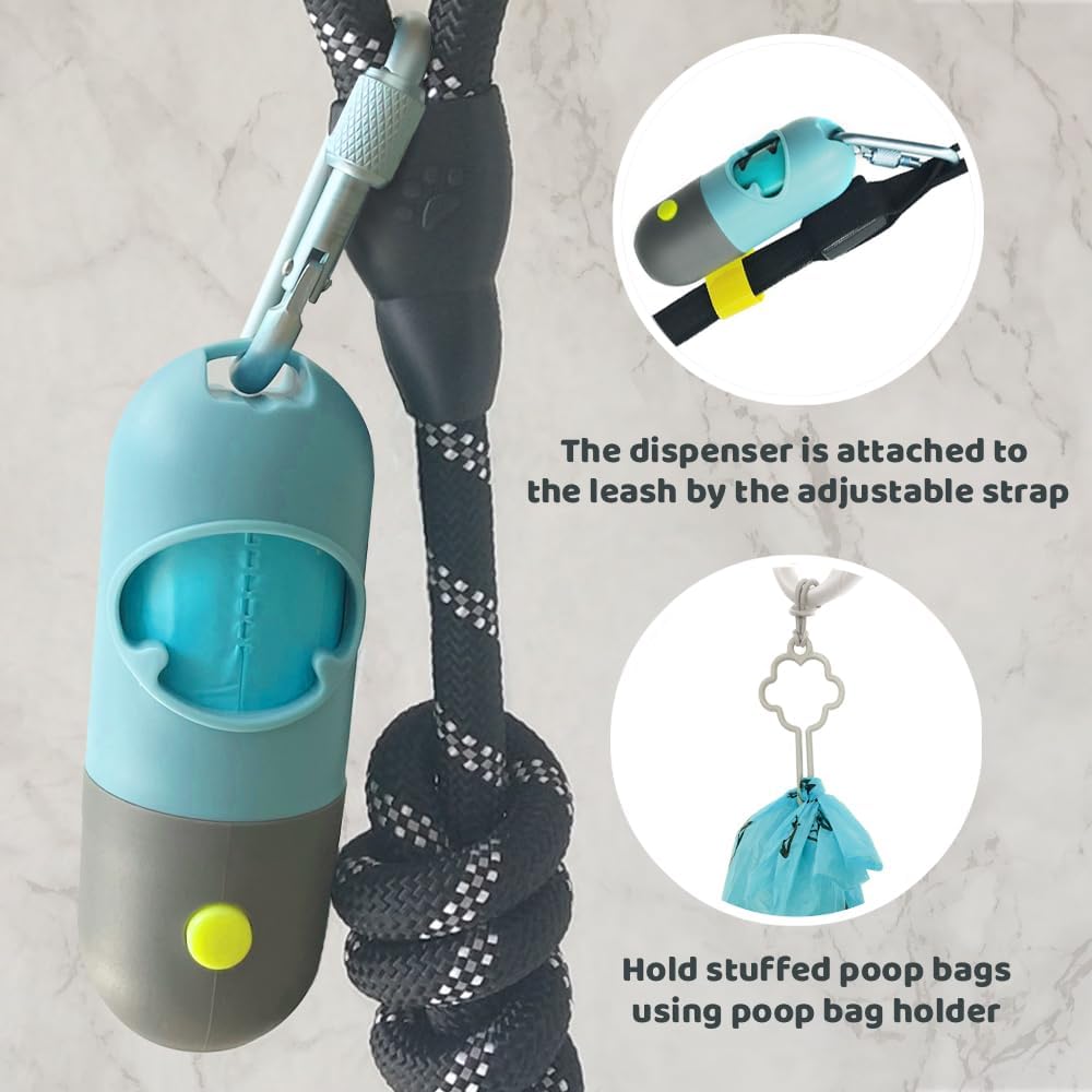 Belro poop pickup bag holder attached to a flashlight, compact and portable for outdoor pet cleanup and convenience.