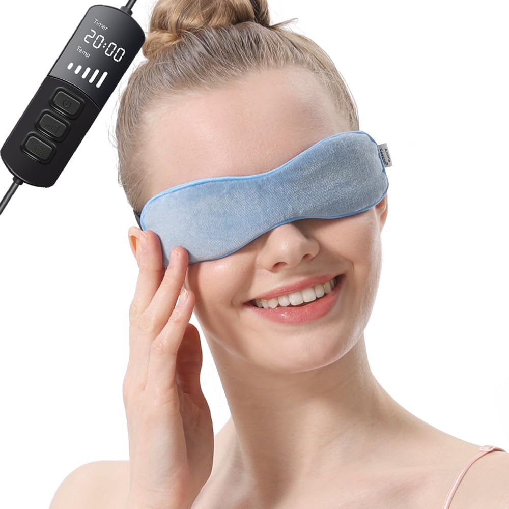 Belro eye heating pad mask for dry eyes, soft fabric cover with adjustable strap, designed for soothing eye comfort and relief.