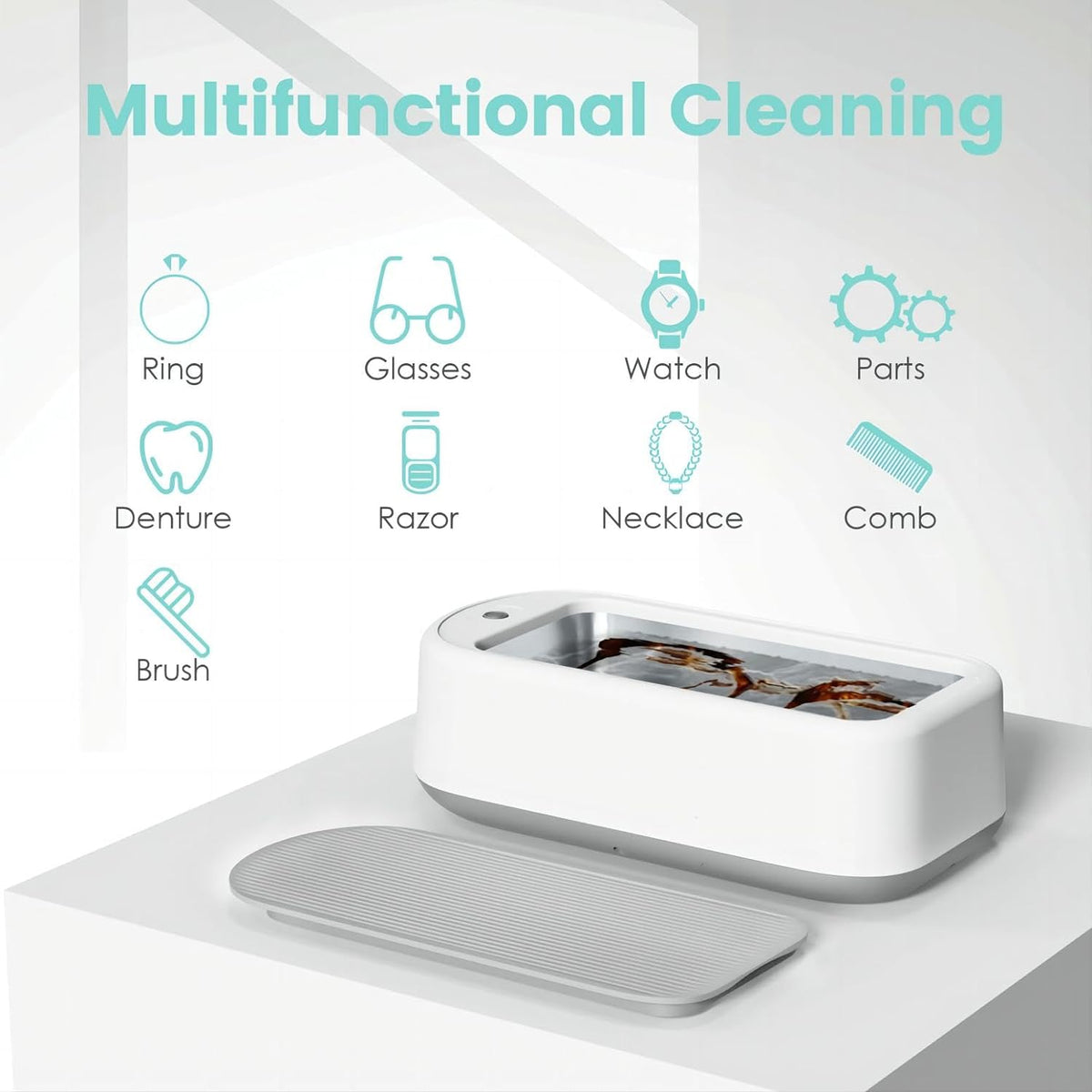 Belro ultrasonic jewelry cleaner machine with stainless steel tank and control buttons for effective cleaning of jewelry accessories.