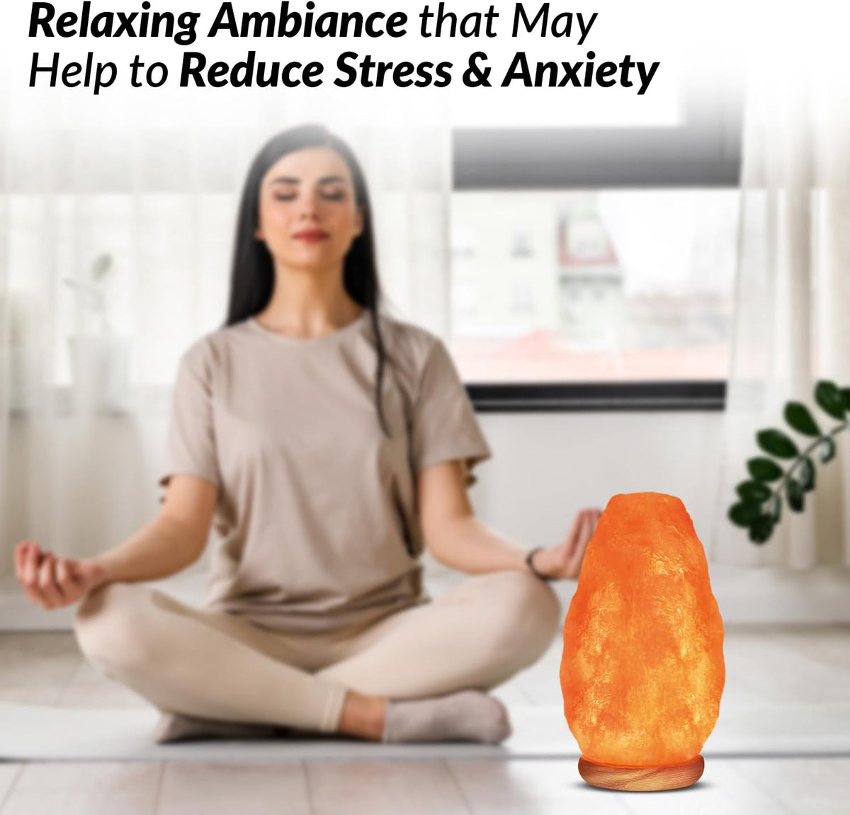Belro Himalayan Salt Lamp emitting a warm glow, perfect for health and beauty ambiance in a modern home decor setting.