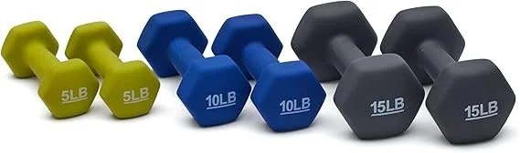 Casavibeo Amazon Basics neoprene dumbbell hand weights for exercise and muscle toning, shown in black with textured grip