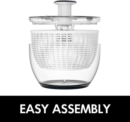 Large Belro one-handed lettuce salad spinner with transparent bowl and green lid, designed for efficient drying of leafy greens.