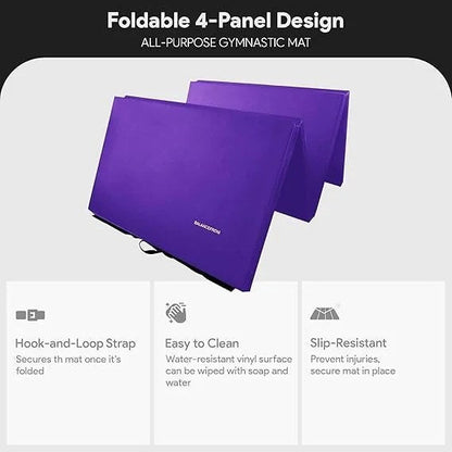 Casavibeo BalanceFrom 10x4 ft 4-panel folding gymnastics mat with vinyl surface, carrying handles, 2-inch thickness for tumbling and workouts