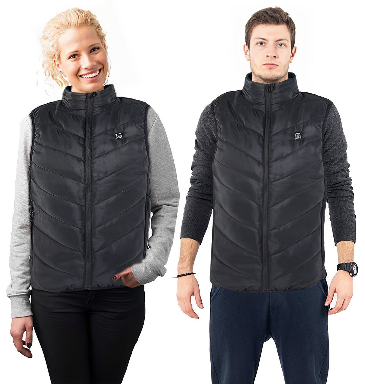Belro unisex heated vest in black, lightweight activewear with heating panels for warmth and comfort.