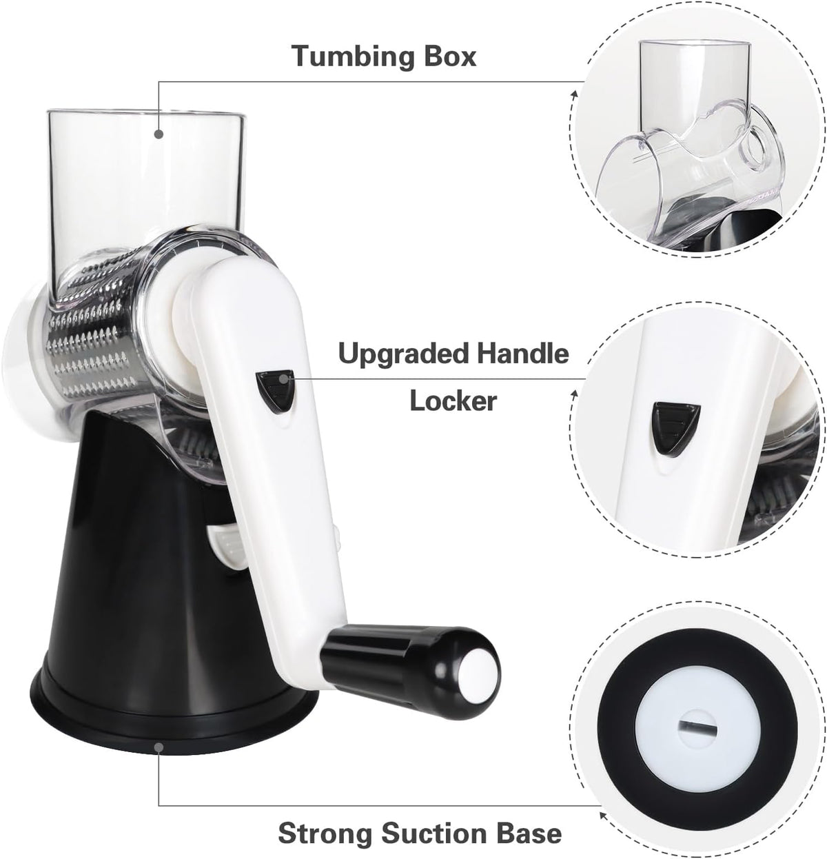 Belro rotary cheese and vegetable manual grater with stainless steel drum and ergonomic handle for easy food prep.