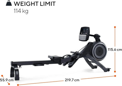 Casavibeo ProForm 750R rowing machine with digital display and adjustable resistance in a home gym setting