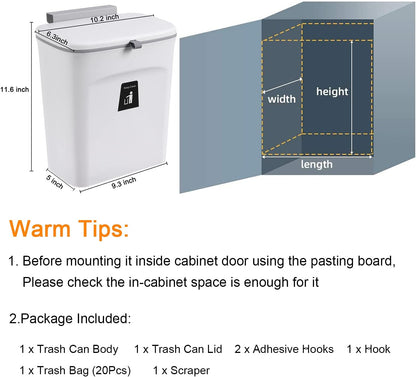 Belro 2.4-gallon kitchen compost bin for countertop or under sink, with a sleek design and secure lid for kitchen waste recycling.