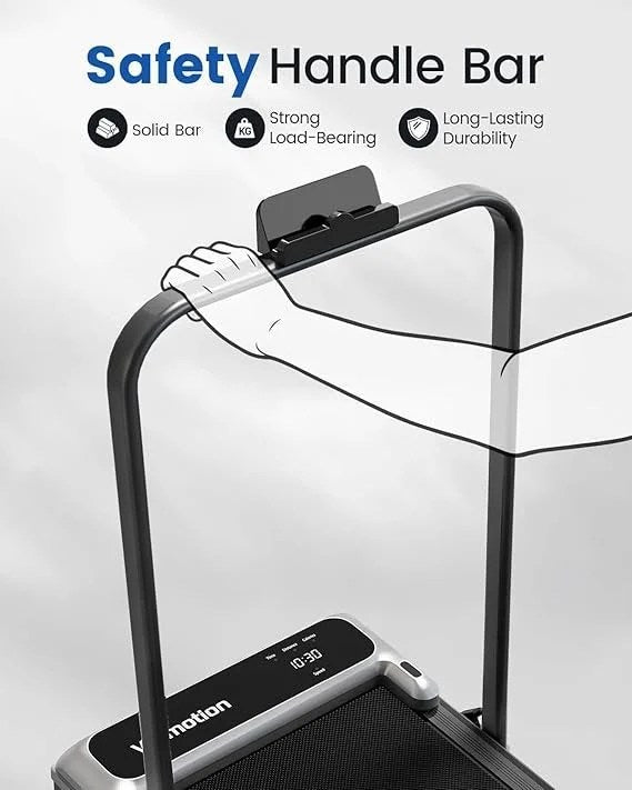 Casavibeo walking pad treadmill with handle bar, adjustable incline, compact design, remote control, and anti-slip surface for home use