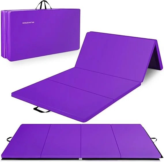 Casavibeo BalanceFrom 10x4 feet folding gymnastics mat with vinyl surface, 2-inch thickness, carrying handles, ideal for tumbling and yoga