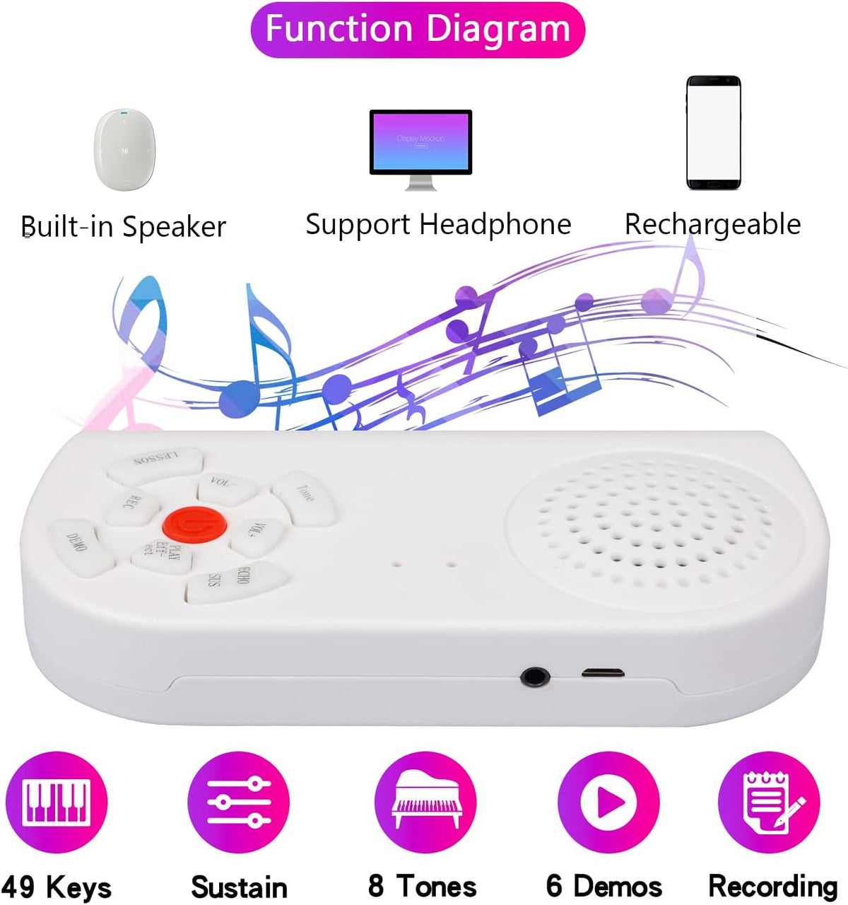 Belro portable piano keyboard roll-up, flexible electronic keyboard with 61 keys, ideal for music practice and travel.
