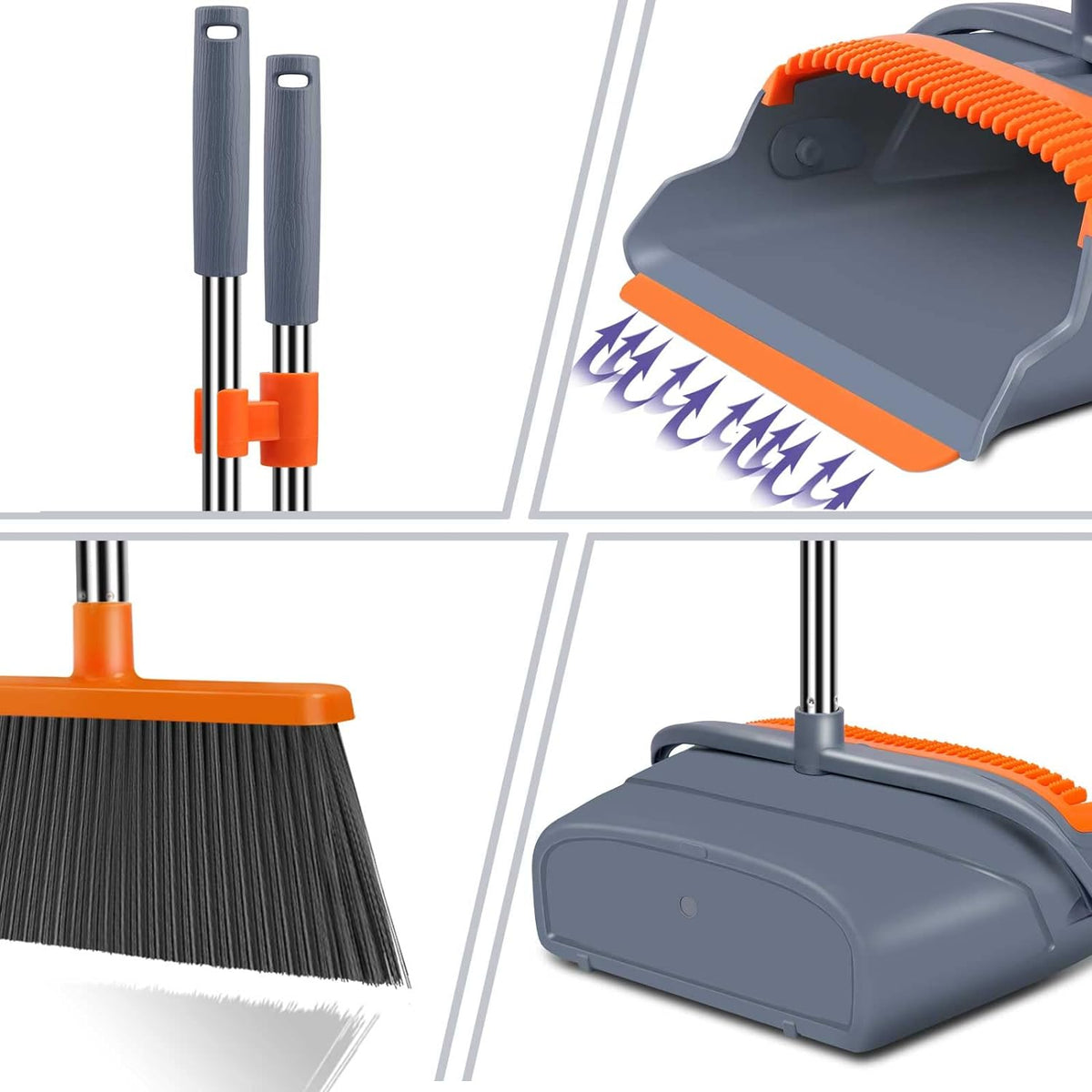 Belro self-cleaning broom and dustpan set with ergonomic handle and compact design for easy cleaning in home or garden.
