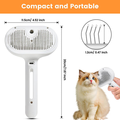Belro Cat and Dog Steam Brush for grooming, showing the handheld device and steam nozzle on a grooming table.