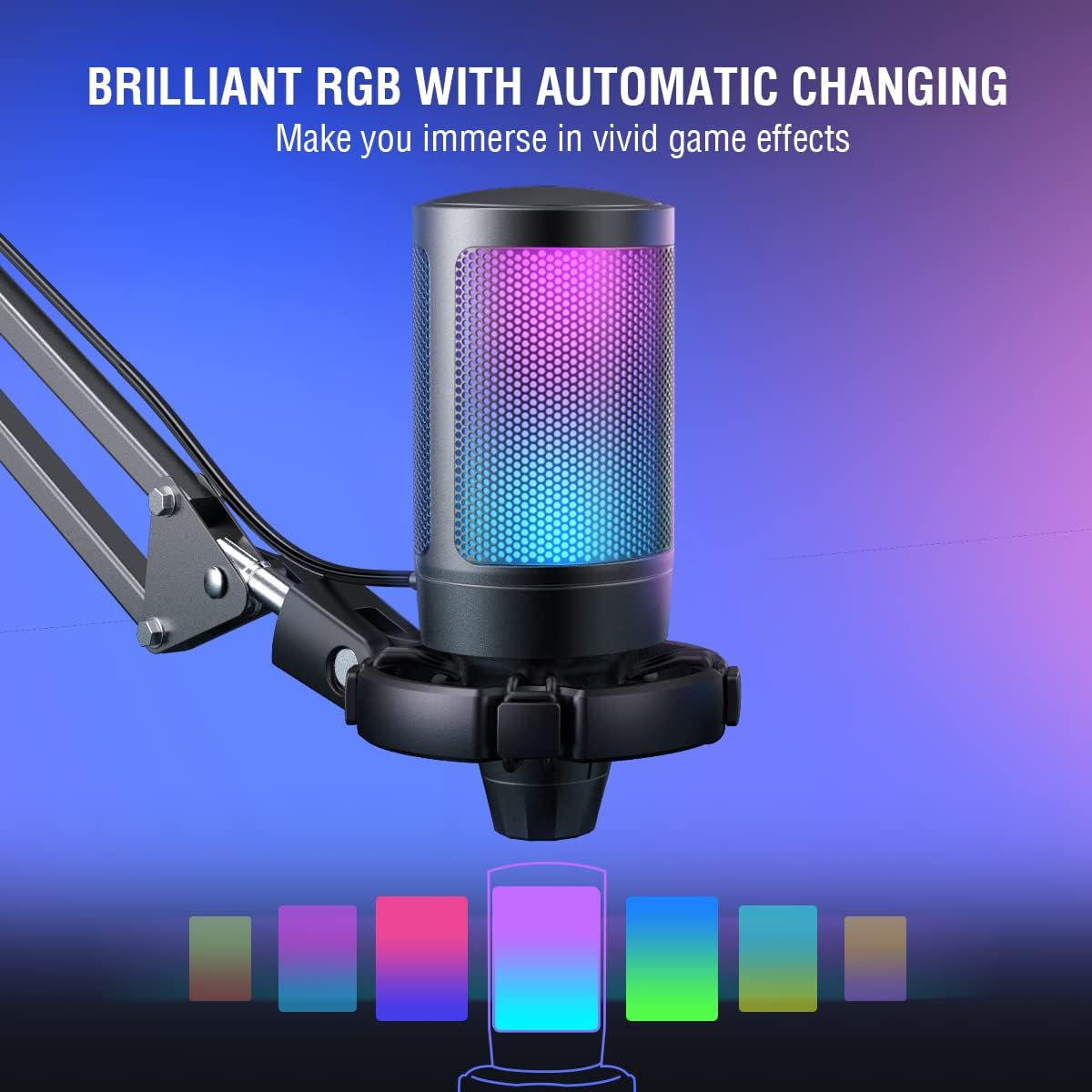 Belro gaming PC condenser microphone for podcast and streaming, with professional audio quality and sleek design.