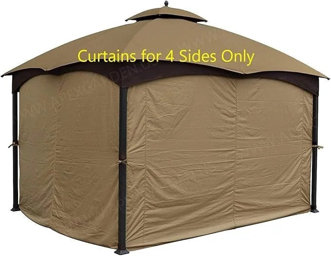 Casavibeo APEX GARDEN beige four-side privacy curtain set for 10x12 ft gazebo, outdoor weather-resistant fabric, enhances privacy
