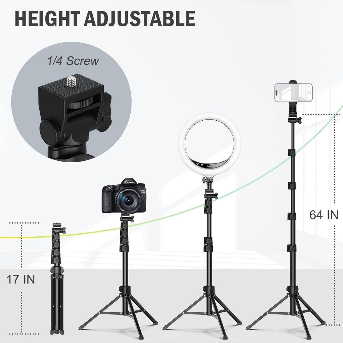 Belro portable tripod mount stand for cell phones and cameras, lightweight and adjustable for stable photography and videography