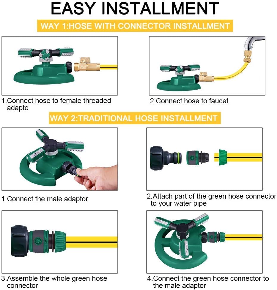 Belro garden lawn water sprinkler watering grass outdoors in a backyard yard for even irrigation.