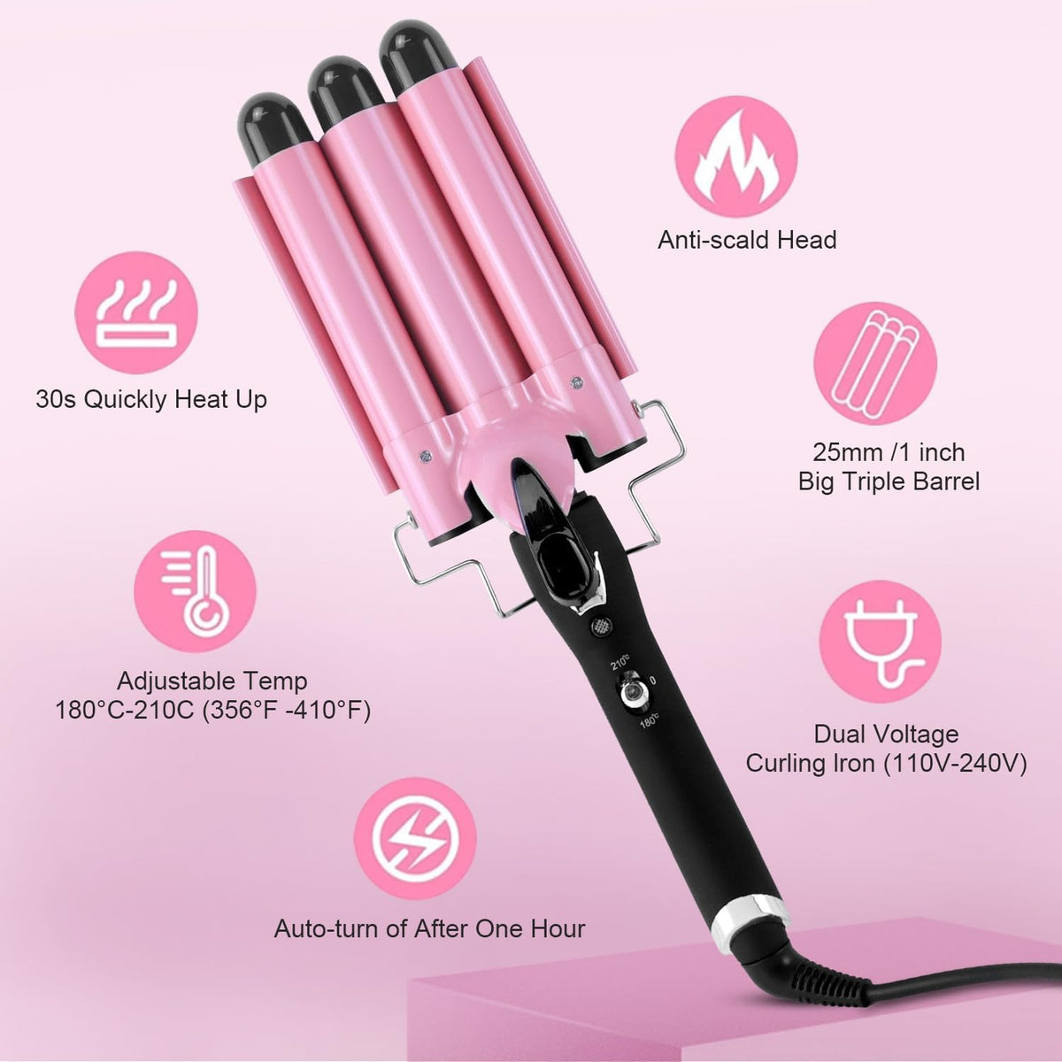 Belro curling iron hair waver with ceramic barrel for creating waves and curls in hair, suitable for various hair types.