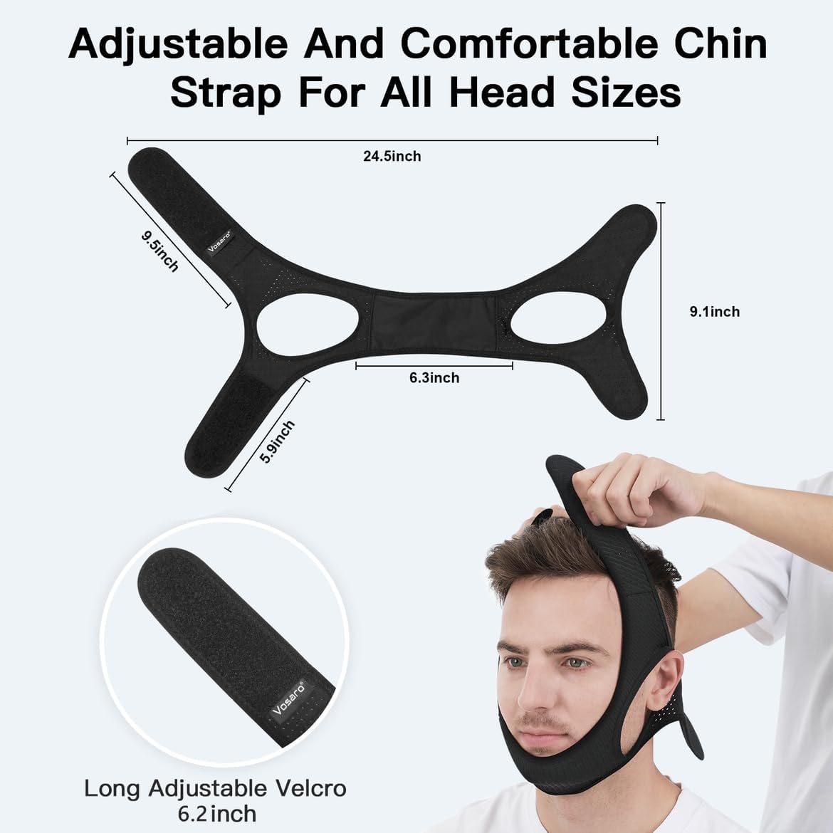 Belro anti-snoring chin strap for sleep apnea, adjustable sleep aid device, designed to reduce snoring and improve sleep quality.