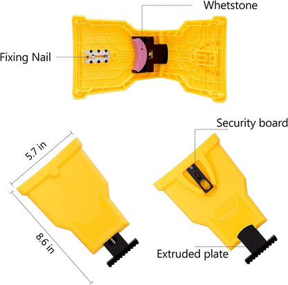Belro chainsaw teeth sharpener, compact tool for maintaining chainsaw blades, shown in a close-up image.