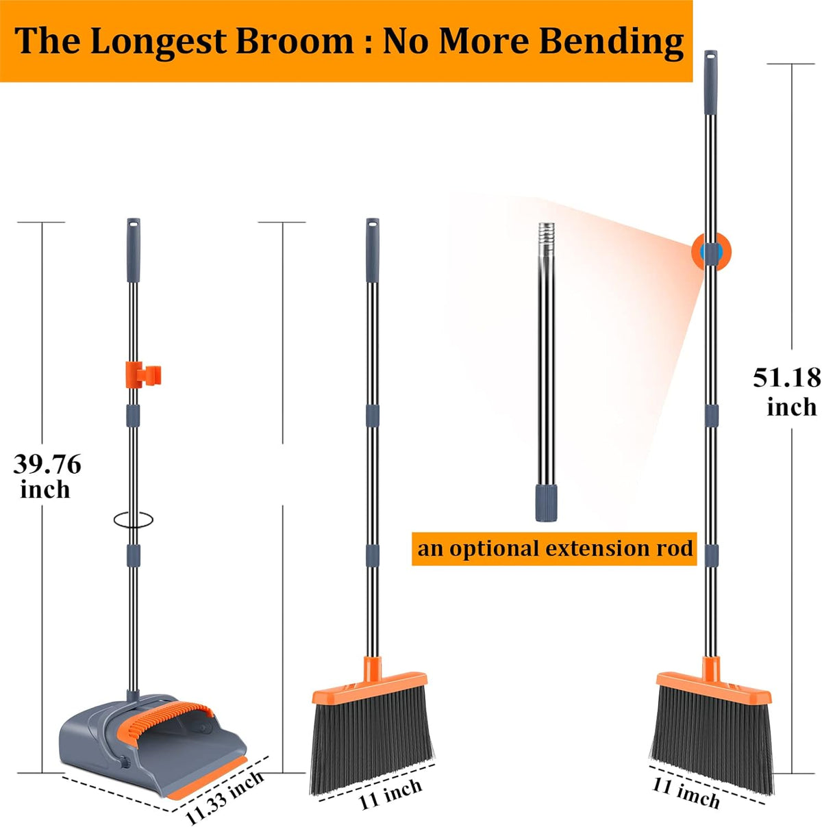 Belro self-cleaning broom and dustpan set with ergonomic handle and modern design for easy cleaning in home and garden.