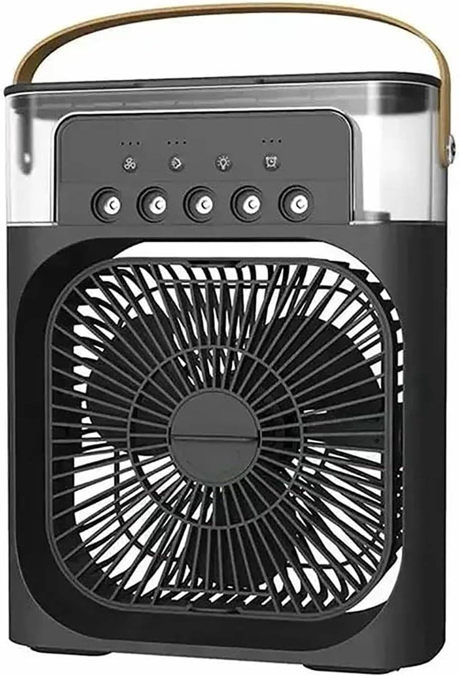 Belro desk fan, compact electronic home appliance with adjustable blades and stand for airflow in a modern office or home setting.