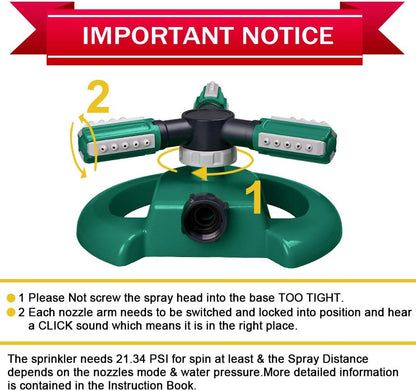 Belro garden lawn water sprinkler spraying water over a green lawn in an outdoor garden setting.