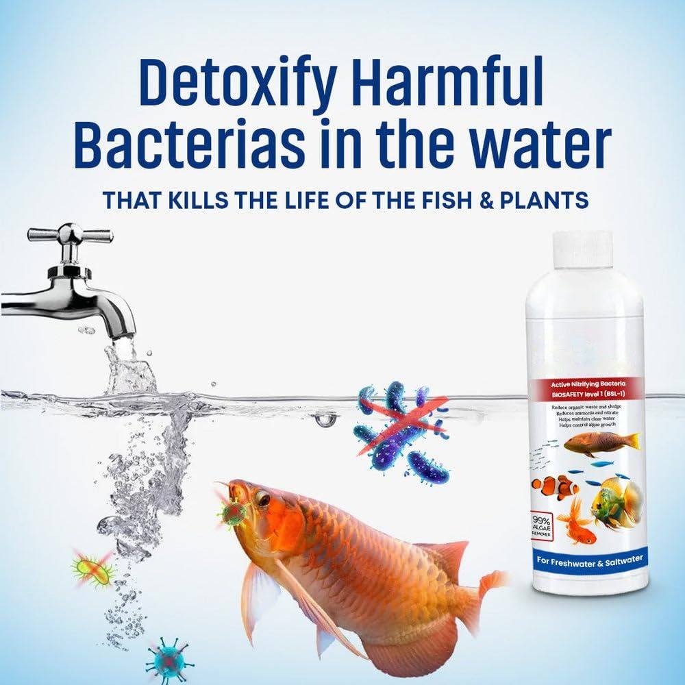 Belro 3-pack fish tank cleaner liquid bottles for aquarium maintenance, suitable for cleaning and keeping aquarium water clear.