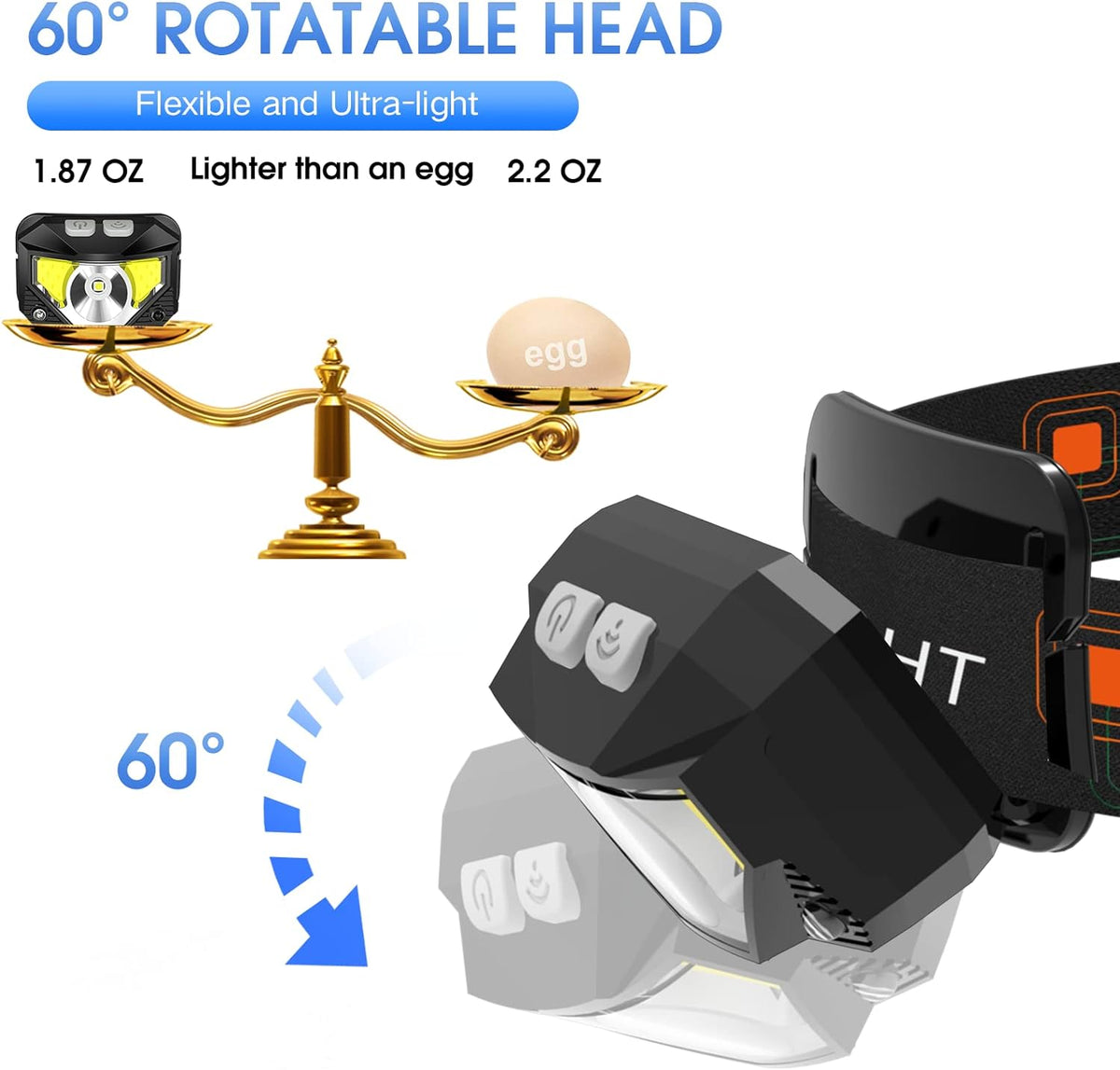 Belro 2-pack ultra-bright rechargeable LED headlamp flashlights with waterproof design and motion sensor feature.