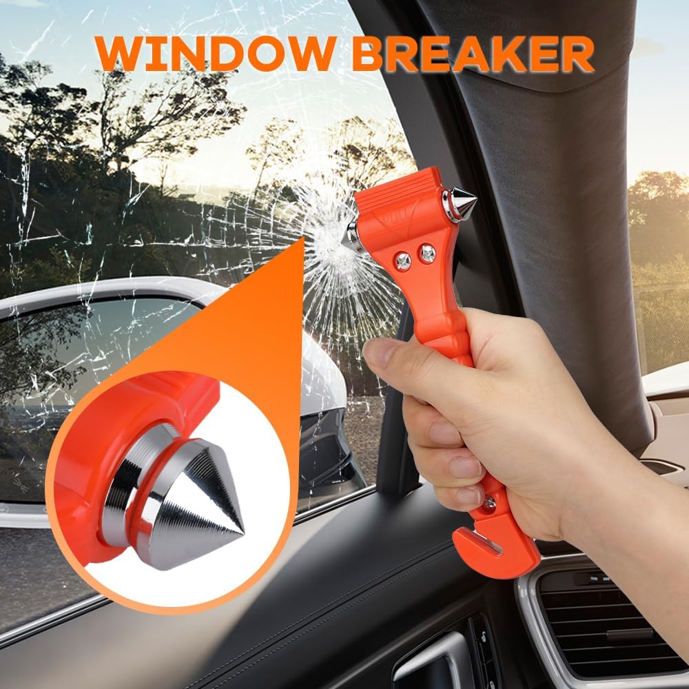 Belro car safety hammer set with glass breaker and seat belt cutter, ideal for emergency escape in vehicles.