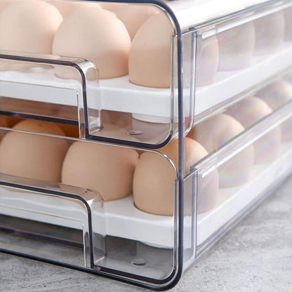 Belro egg container holder for fridge, white plastic storage tray with individual slots for organizing eggs in the kitchen.
