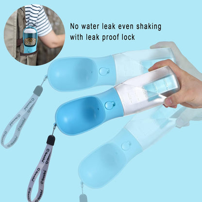 Belro dog water bottle with food container, portable pet hydration and meal storage for outdoor use.