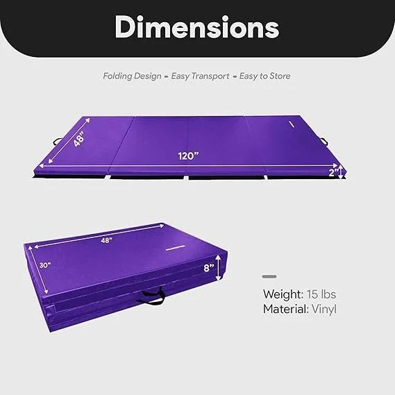Casavibeo BalanceFrom 10x4 feet 4-panel folding gymnastics mat with vinyl surface, carrying handles, ideal for tumbling, yoga, and workouts.