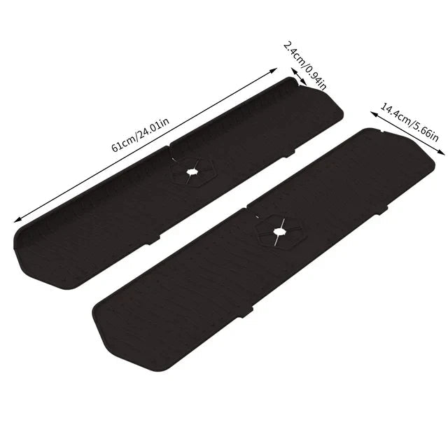 Belro silicone kitchen sink splash guard, black, 61cm, prevents splashes and keeps kitchen area clean.