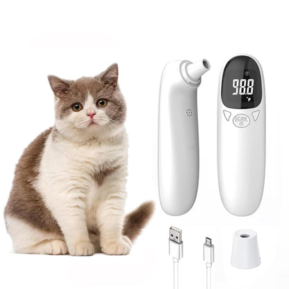Belro pet thermometer displayed on a monitor screen, showing digital temperature readings for pets with a sleek electronic design.