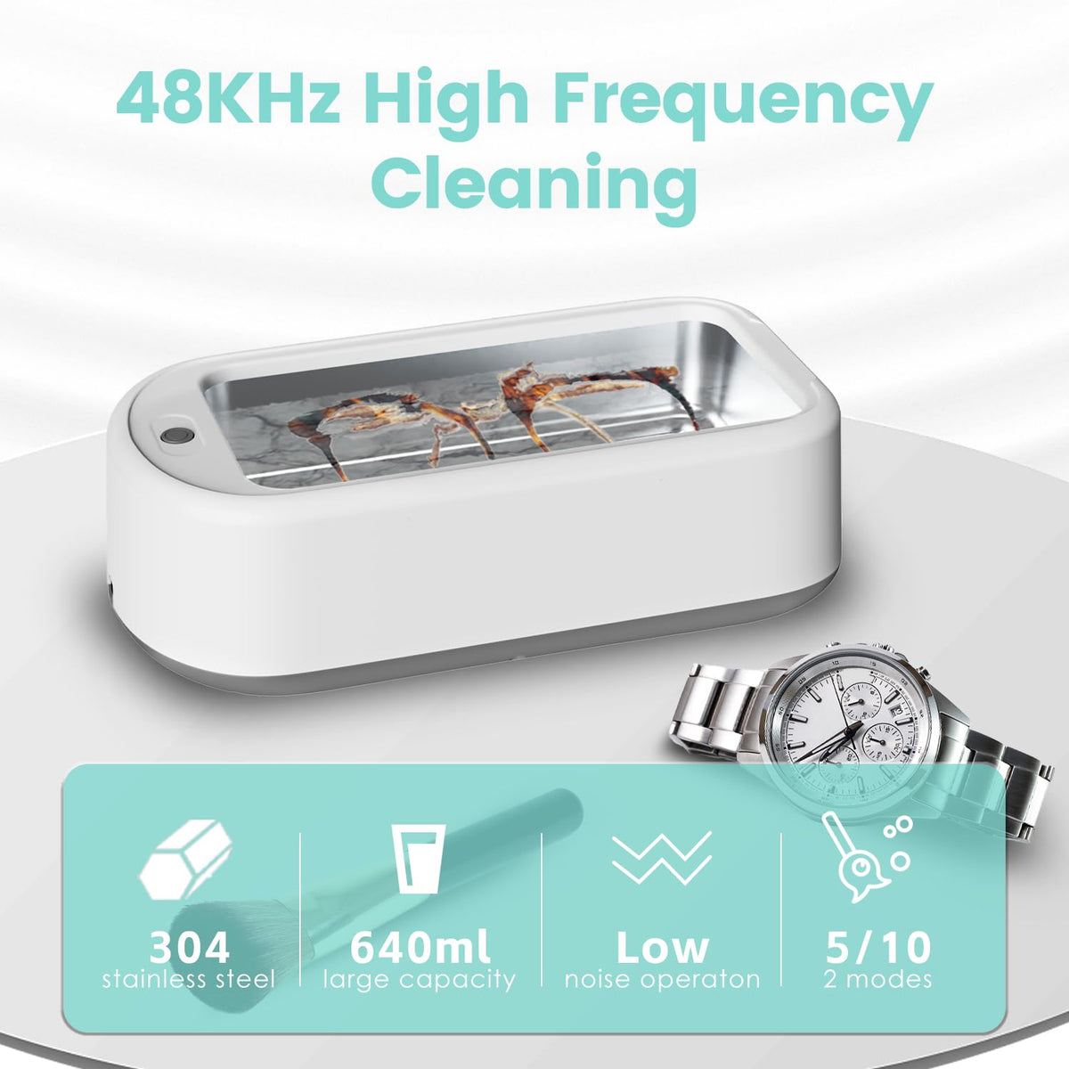 Belro ultrasonic jewelry cleaner machine with digital display, compact design, and stainless steel basin for thorough cleaning of jewelry accessories.