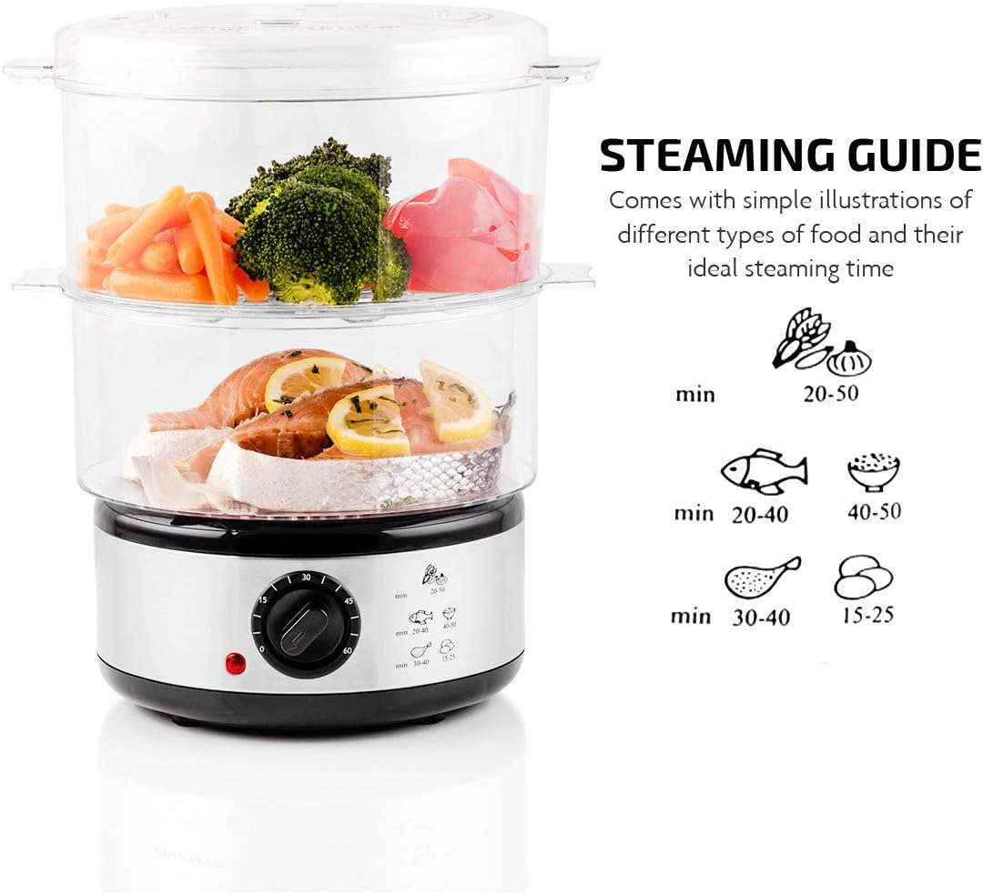 Belro electric vegetable steamer with multiple tiers for healthy steaming in kitchen and dining area