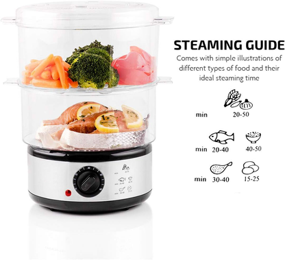 Belro electric vegetable steamer with multiple tiers for healthy steaming in kitchen and dining area