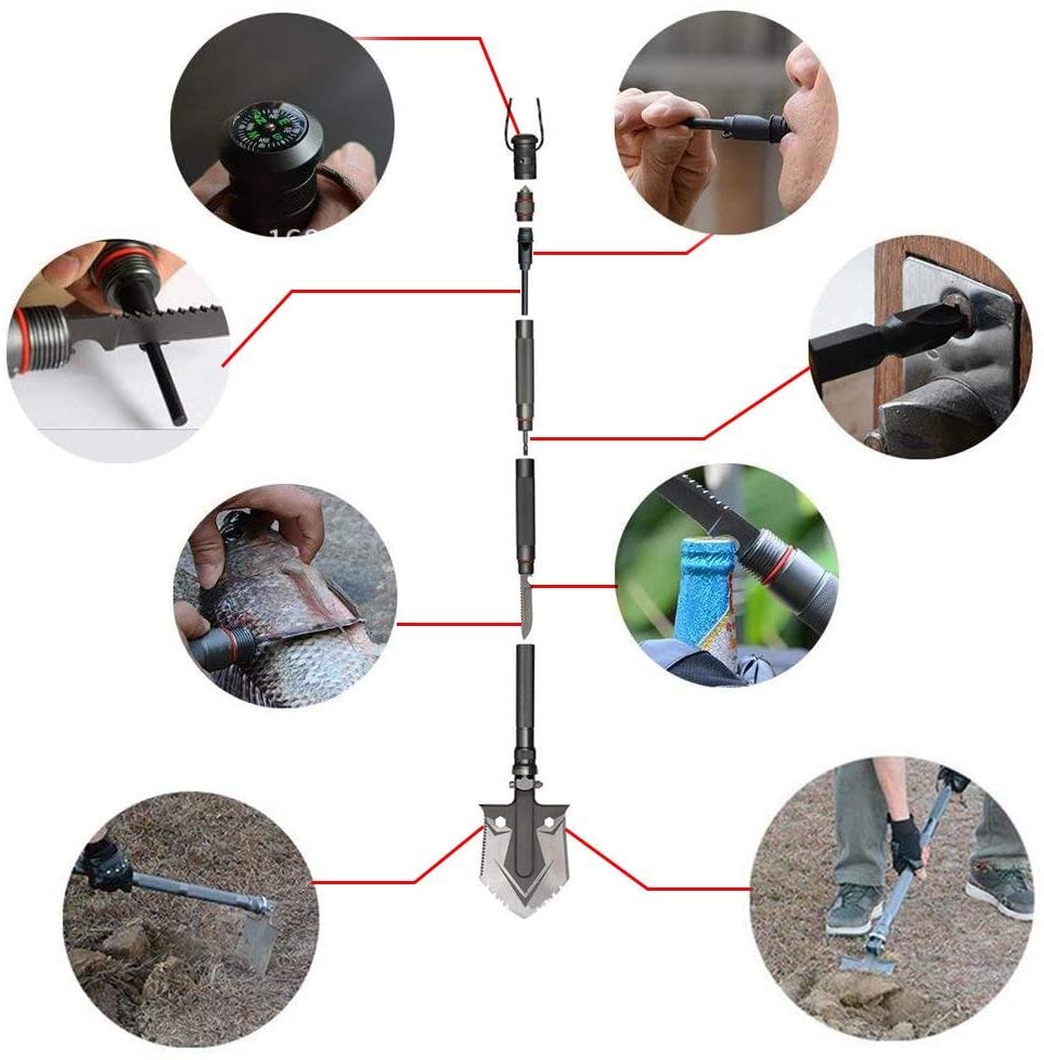 Belro indestructible multi-function survival shovel with sturdy blade and handle, ideal for outdoor home and garden use.