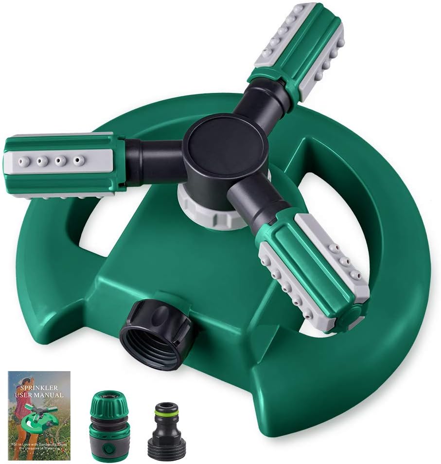 Belro garden lawn water sprinkler for outdoor watering, adjustable spray pattern on lush green grass.