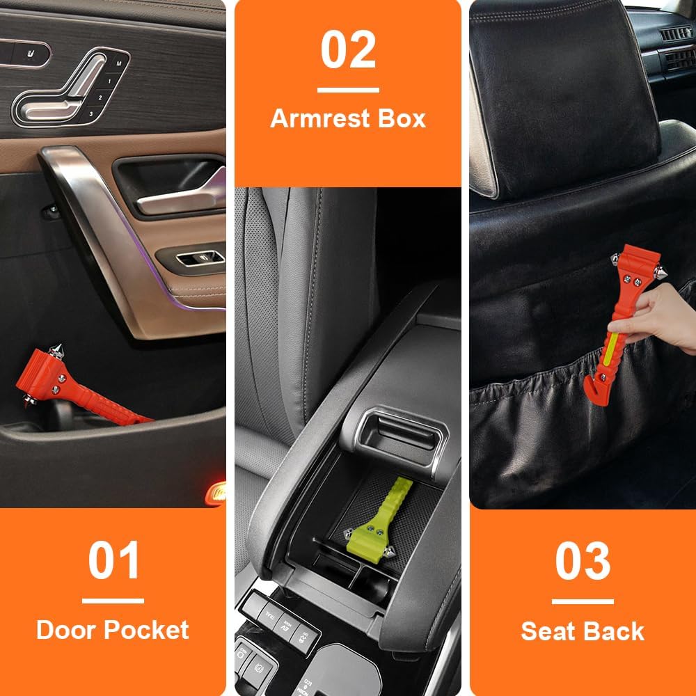 Belro Car Safety Hammer set with window breaker and seat belt cutter, designed for emergency escape in vehicles.